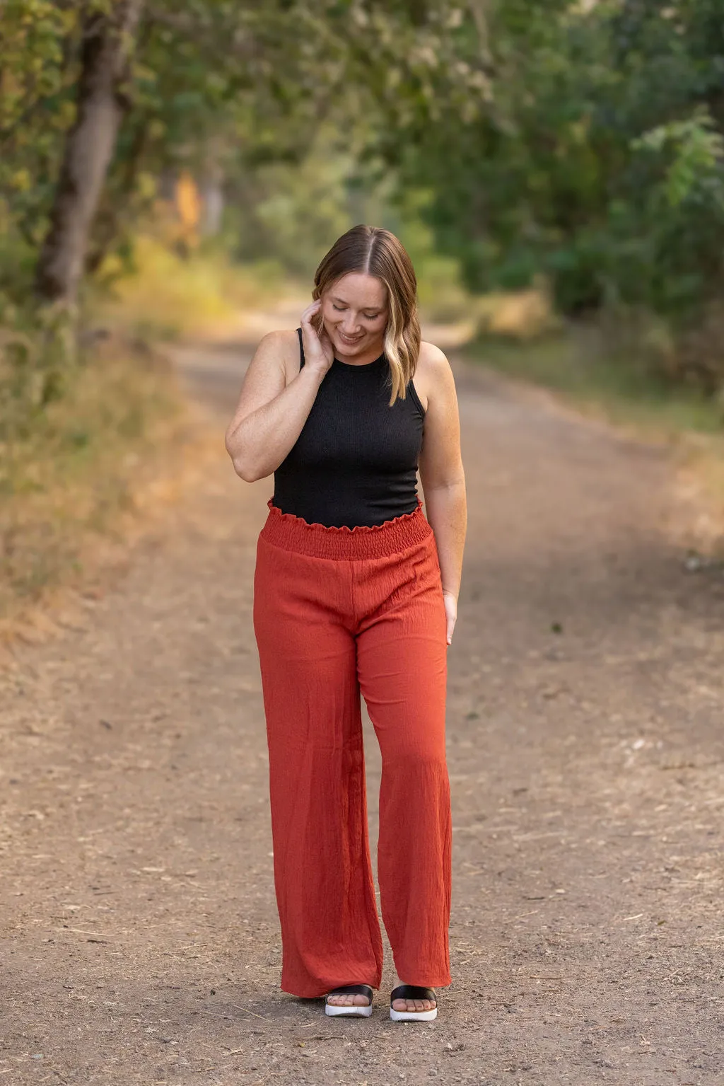 IN STOCK Presley Palazzo Pants - Brick | Women's Wide-Leg Pants