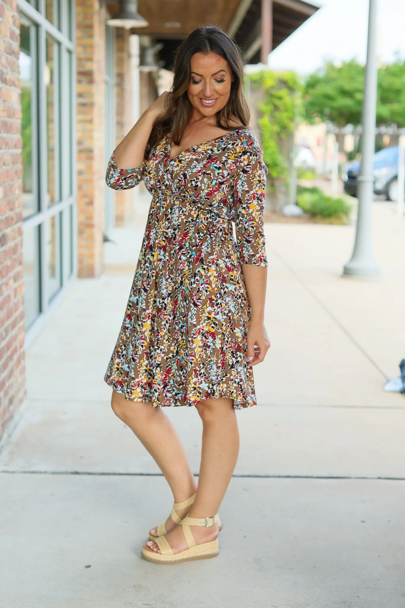 IN STOCK Taylor Dress - Mocha Floral