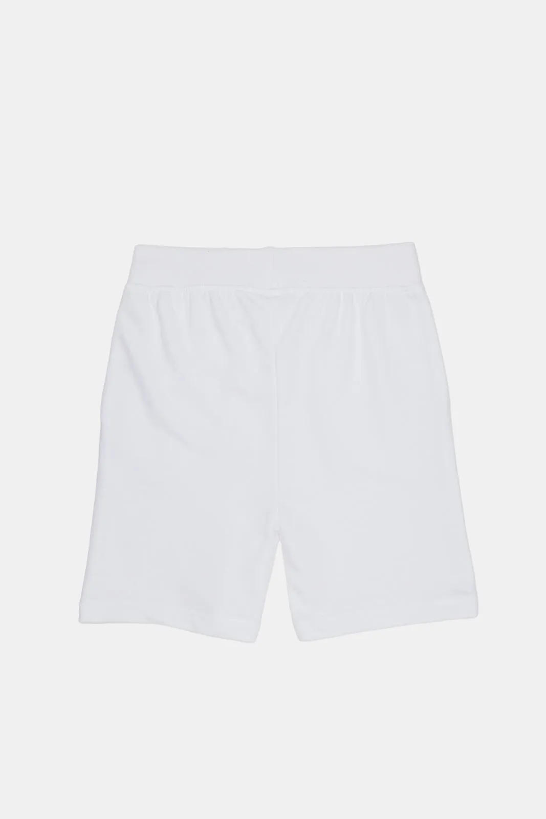 Infant Boys White Plain Solid Active Shorts