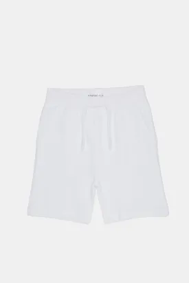 Infant Boys White Plain Solid Active Shorts