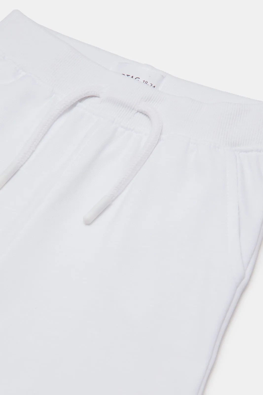 Infant Boys White Plain Solid Active Shorts