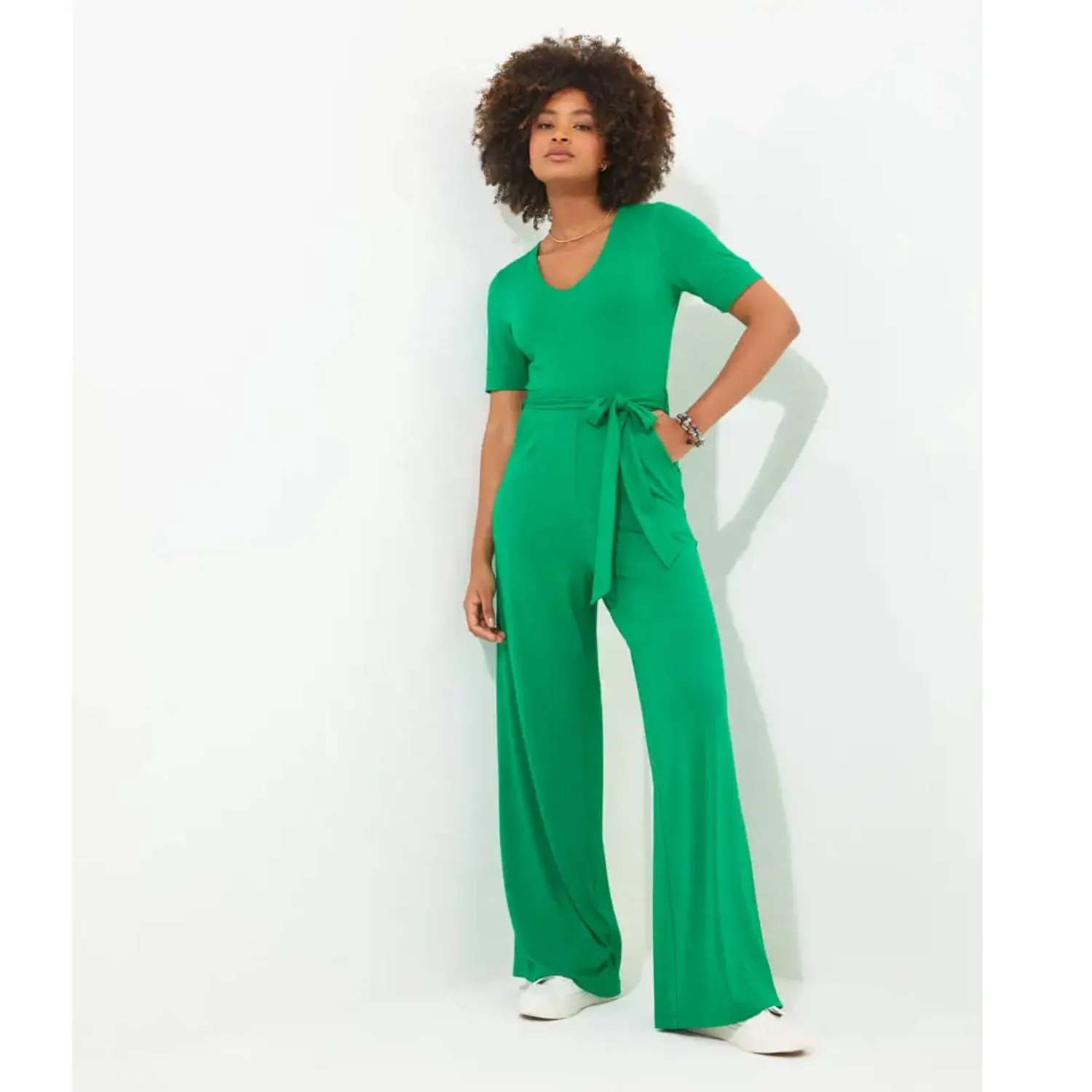 Joe Browns 14 Green Polly Jersey Jumpsuit