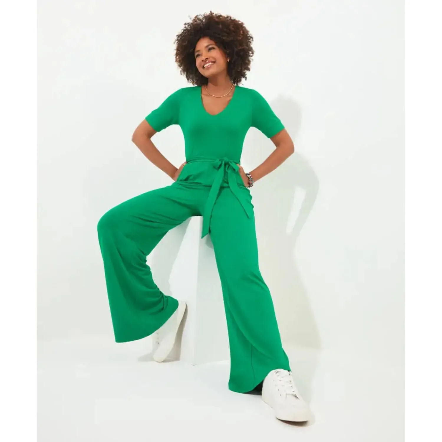 Joe Browns 14 Green Polly Jersey Jumpsuit