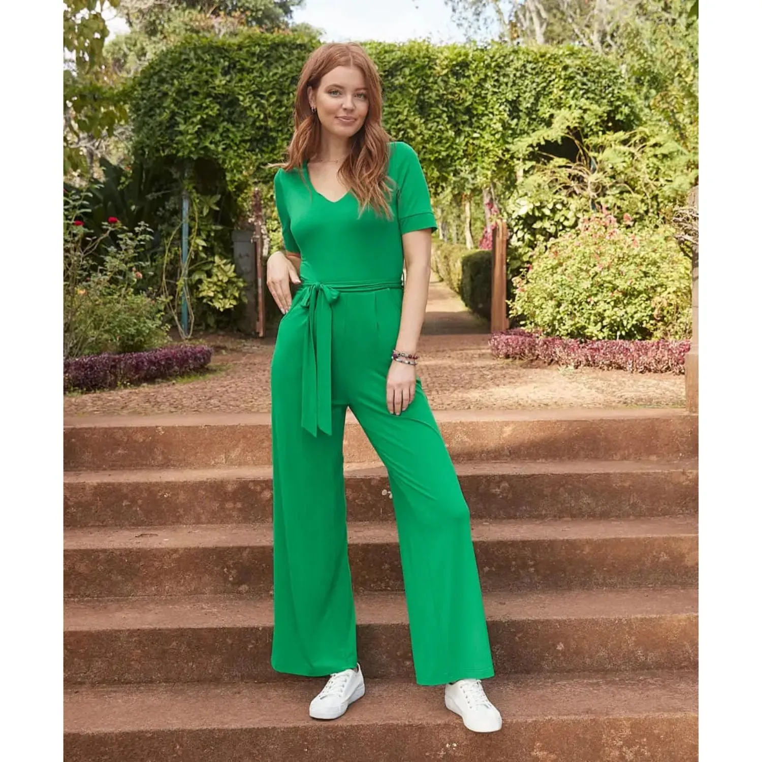 Joe Browns 14 Green Polly Jersey Jumpsuit