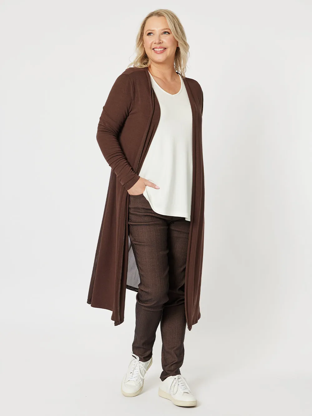 Juli Longline Cardigan - Chocolate