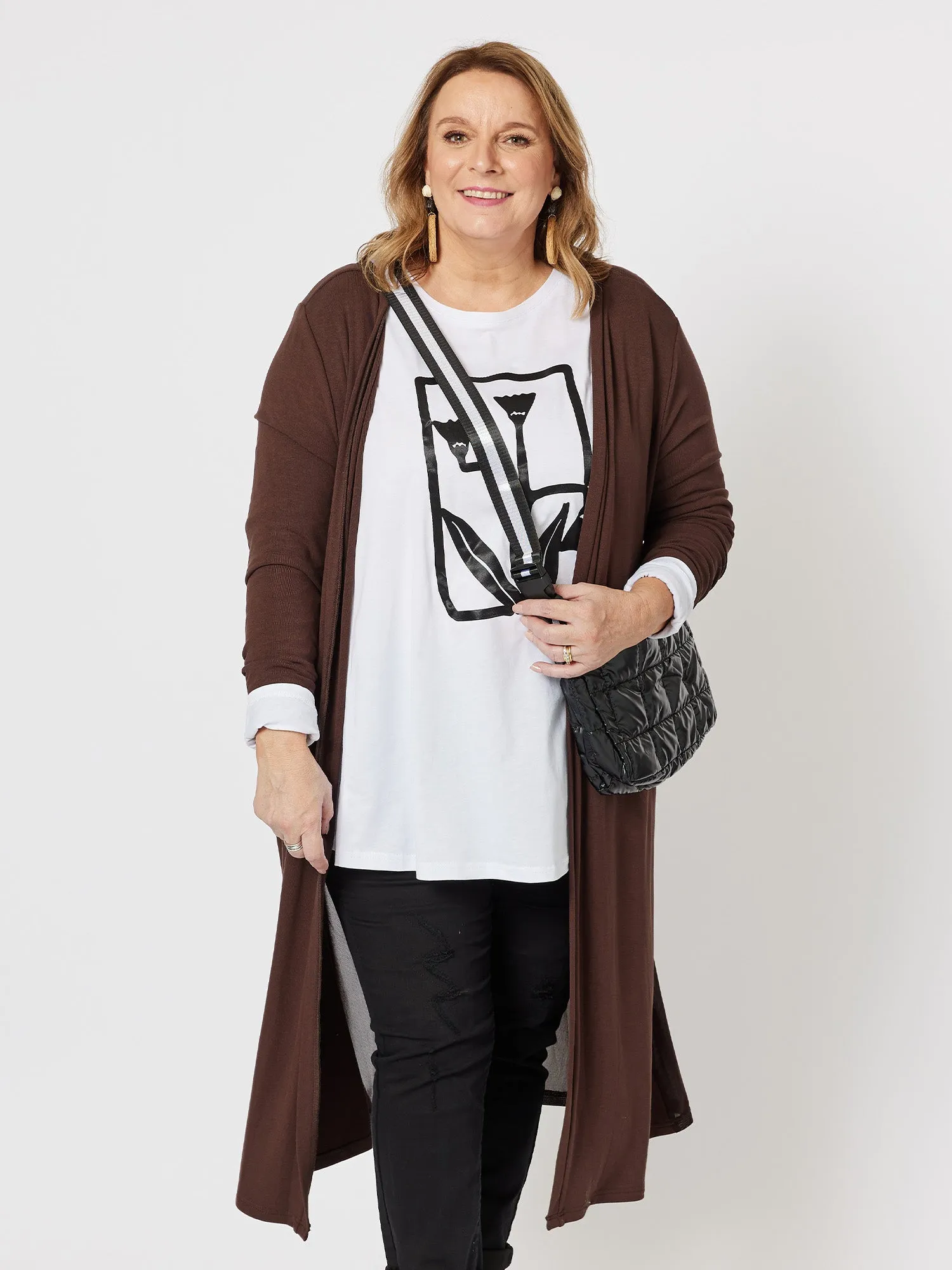 Juli Longline Cardigan - Chocolate