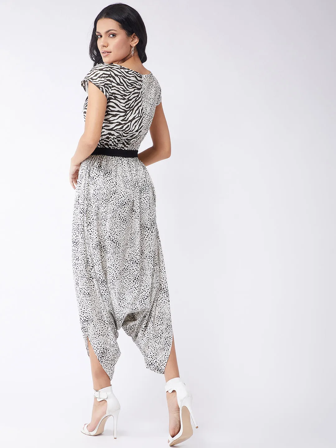 Jungle Safari Printed Down Crotch Jumpsuit