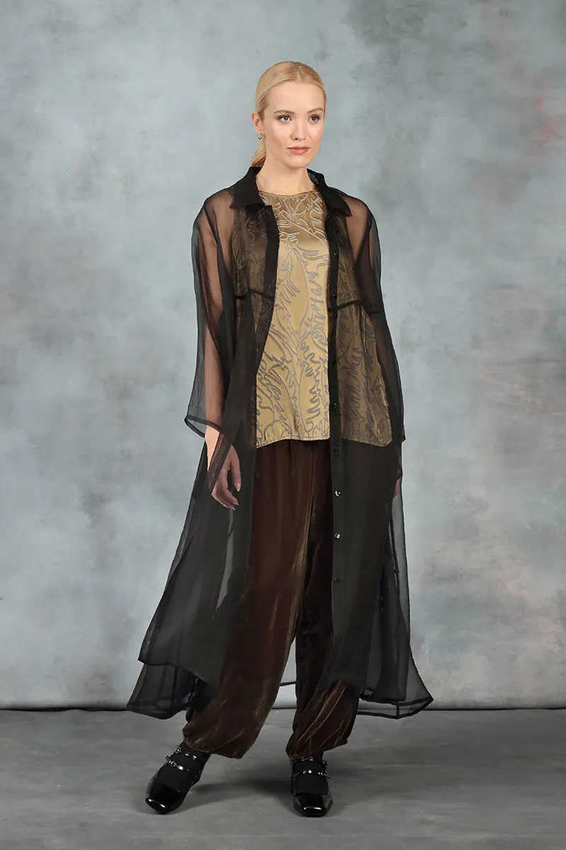 Long Black Silk Chiffon Jacket