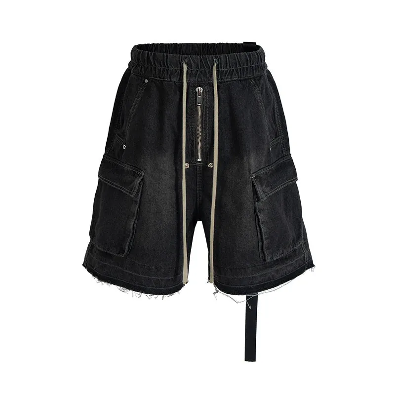 Men's Stitching Multi-pocket Denim Shorts