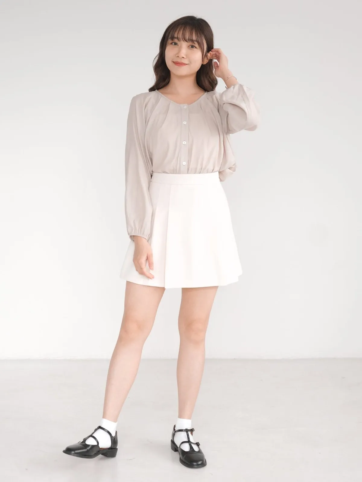 Parisa Pleated Long Sleeve Crop Top