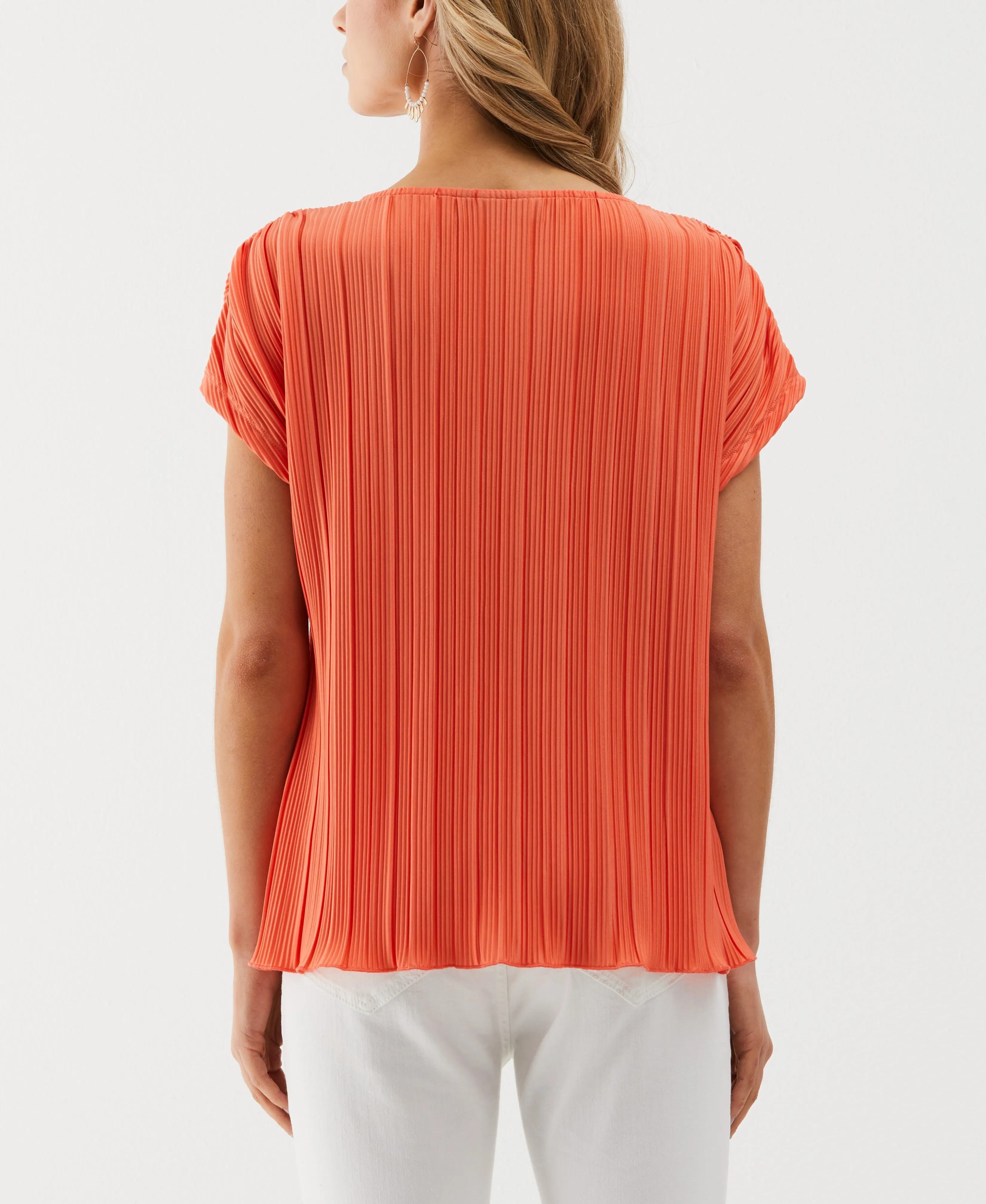 Petite V-Neck Plisse Top