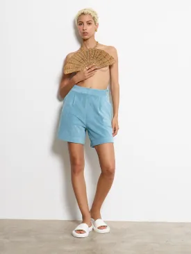 PLEATED SHORT TURQUOISE