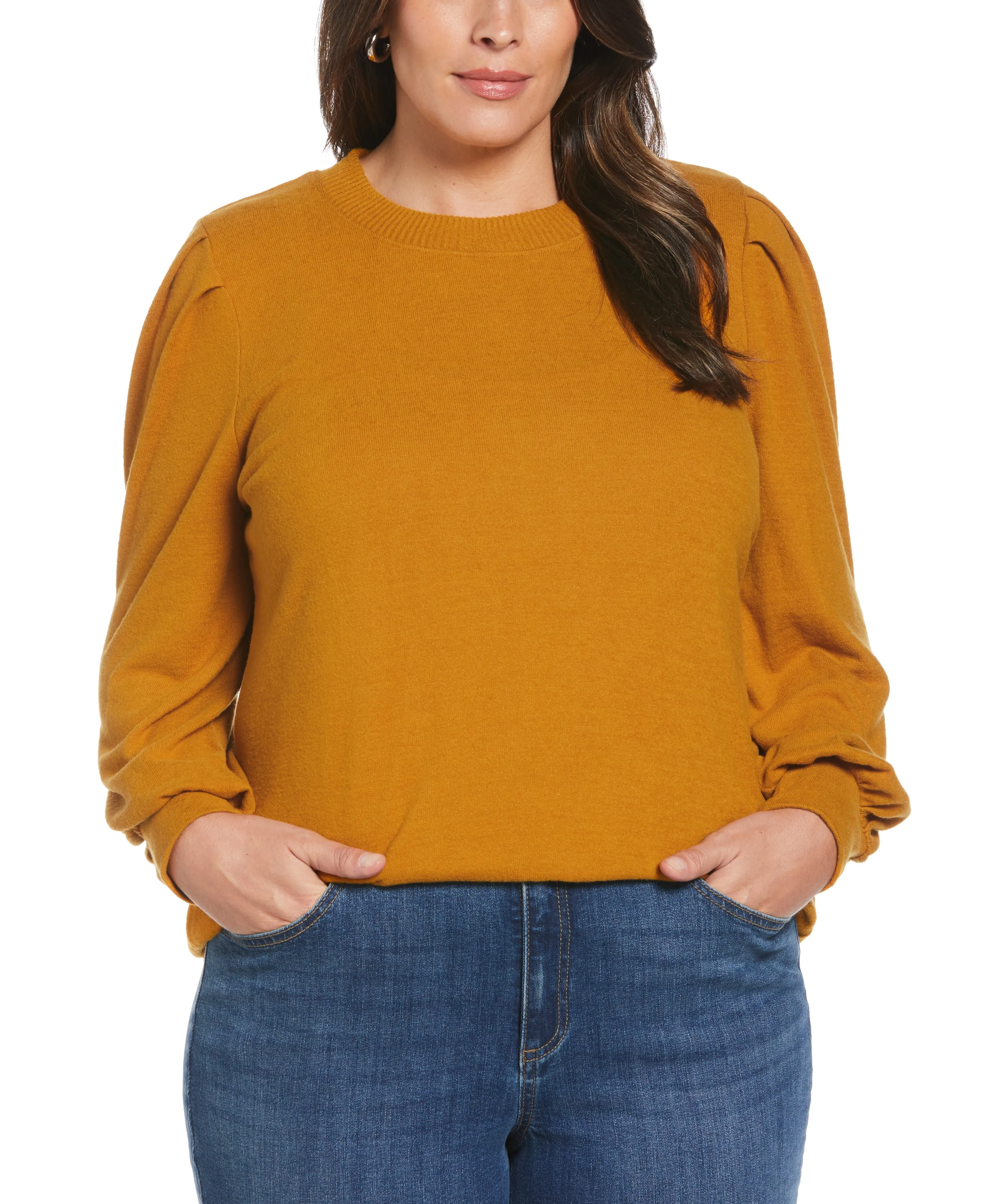 Plus Size Pleat Sleeve Knit Shirt