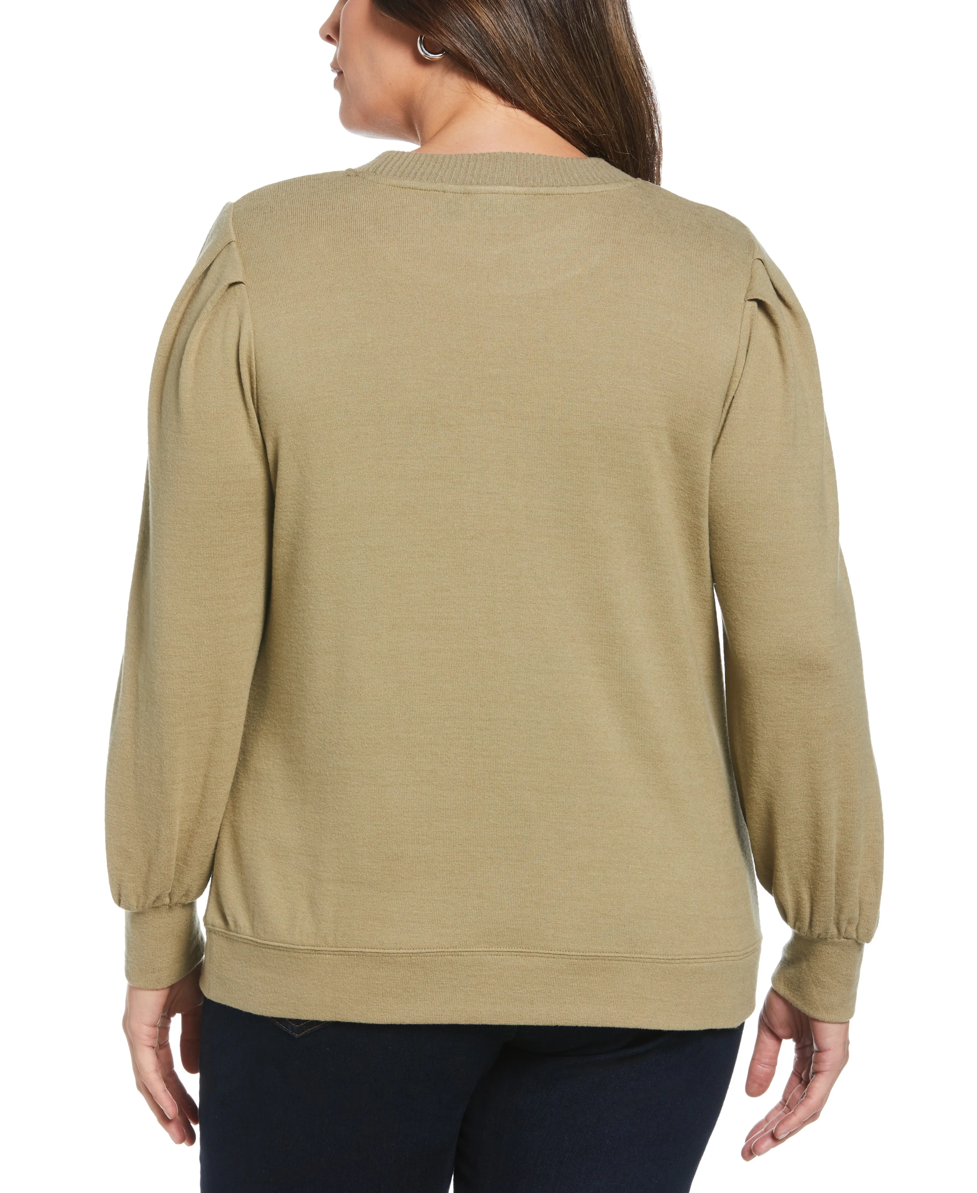 Plus Size Pleat Sleeve Knit Shirt