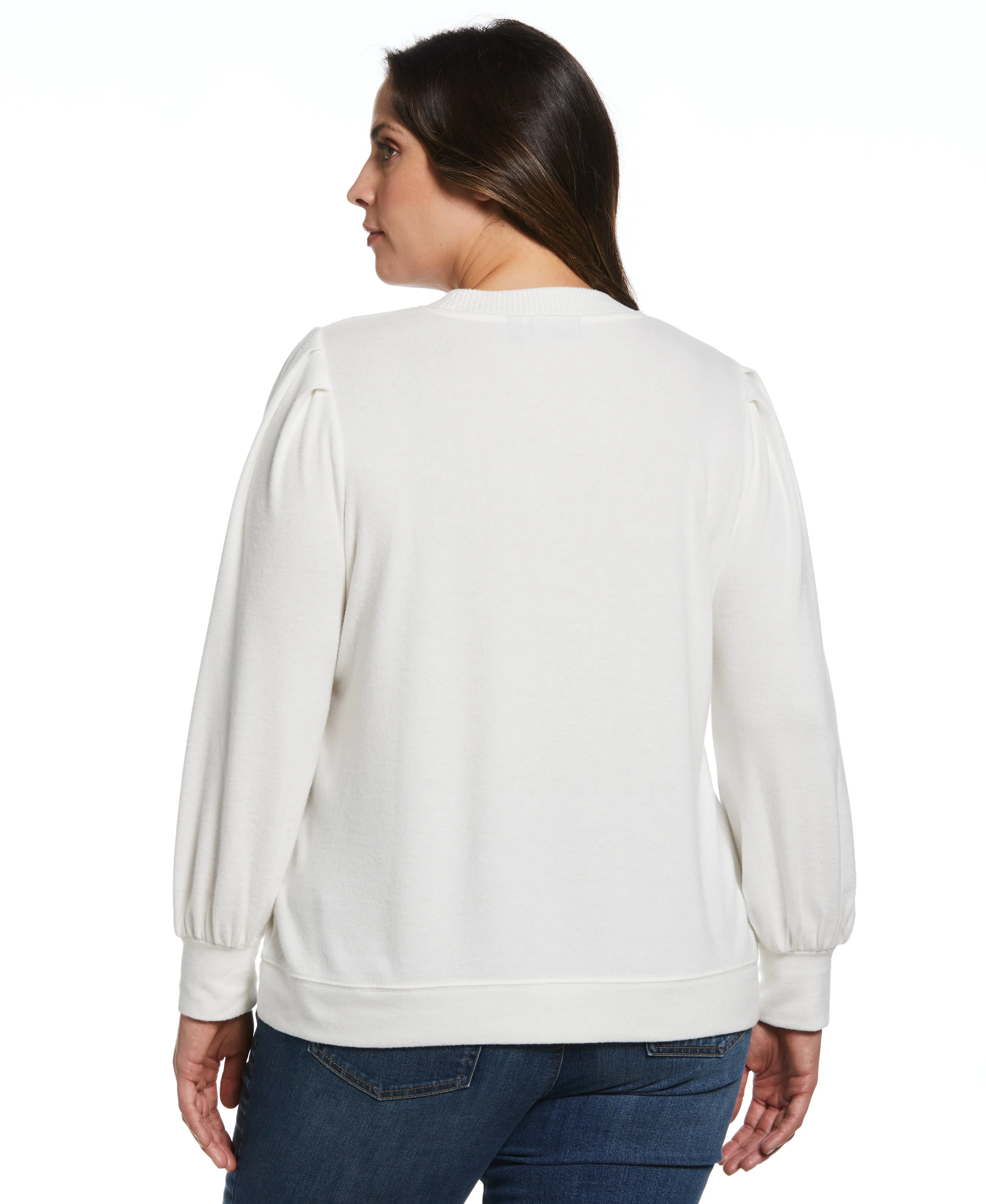 Plus Size Pleat Sleeve Knit Shirt