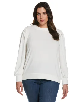 Plus Size Pleat Sleeve Knit Shirt