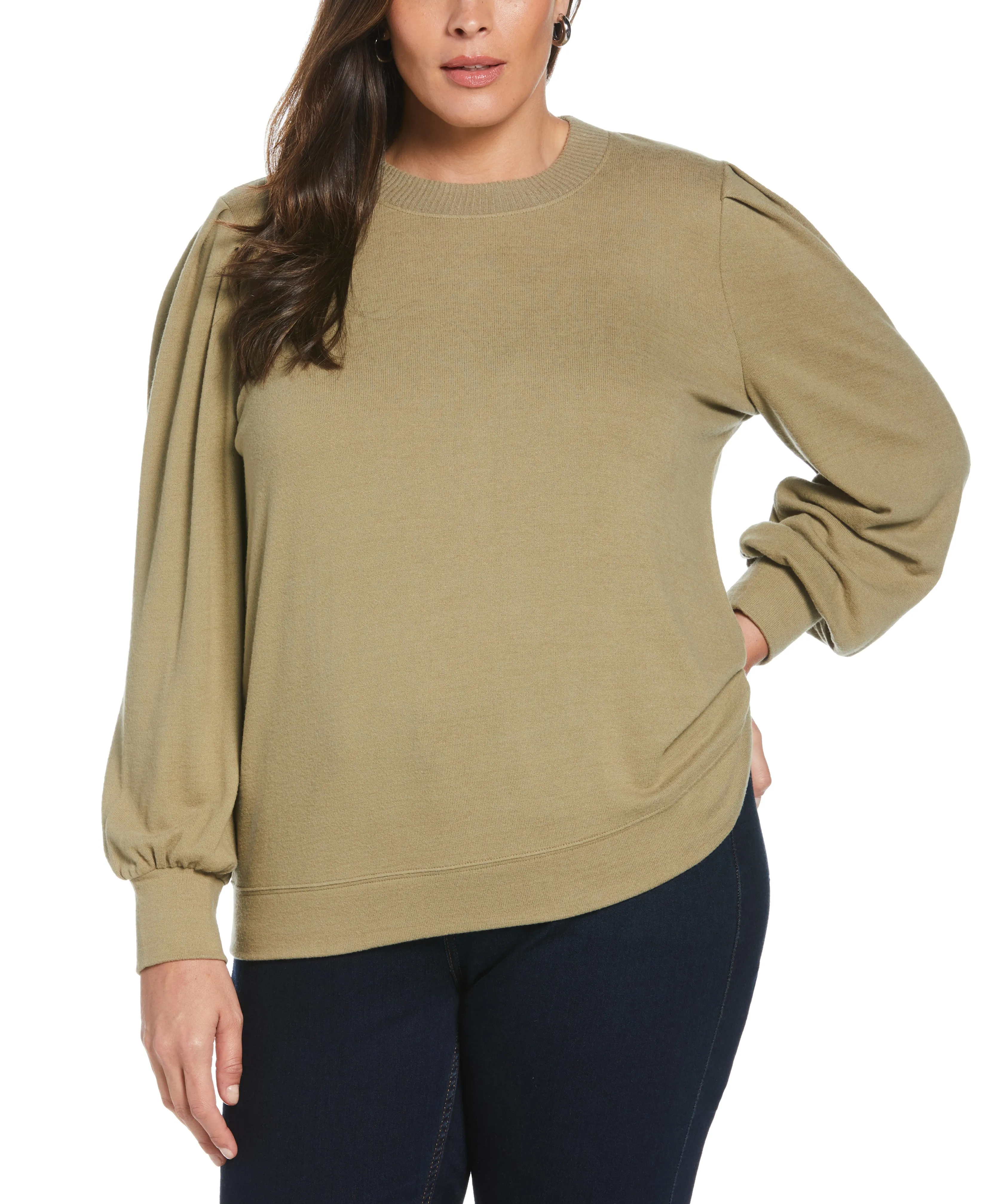 Plus Size Pleat Sleeve Knit Shirt