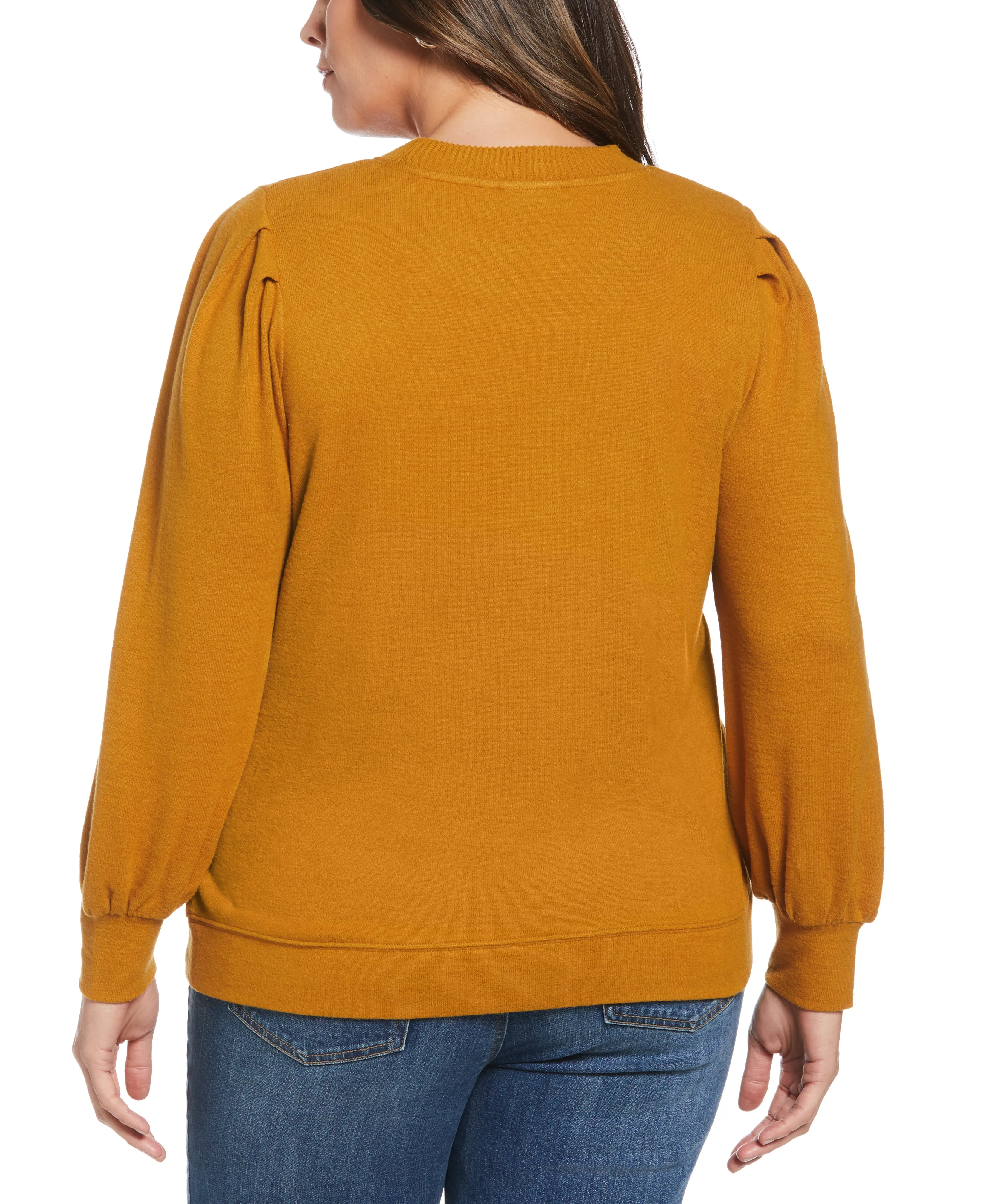 Plus Size Pleat Sleeve Knit Shirt