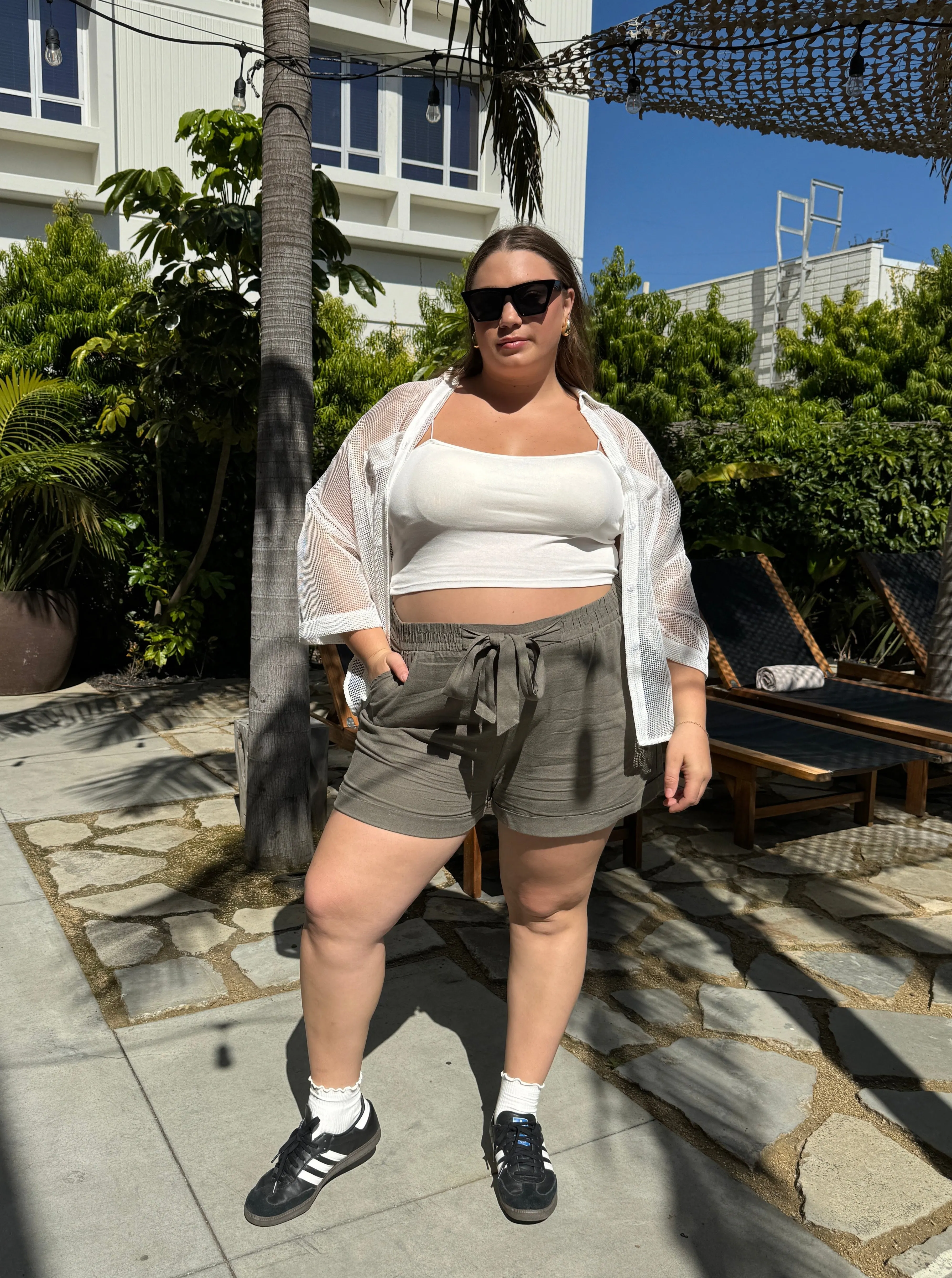 Plus Size Tie Front Shorts