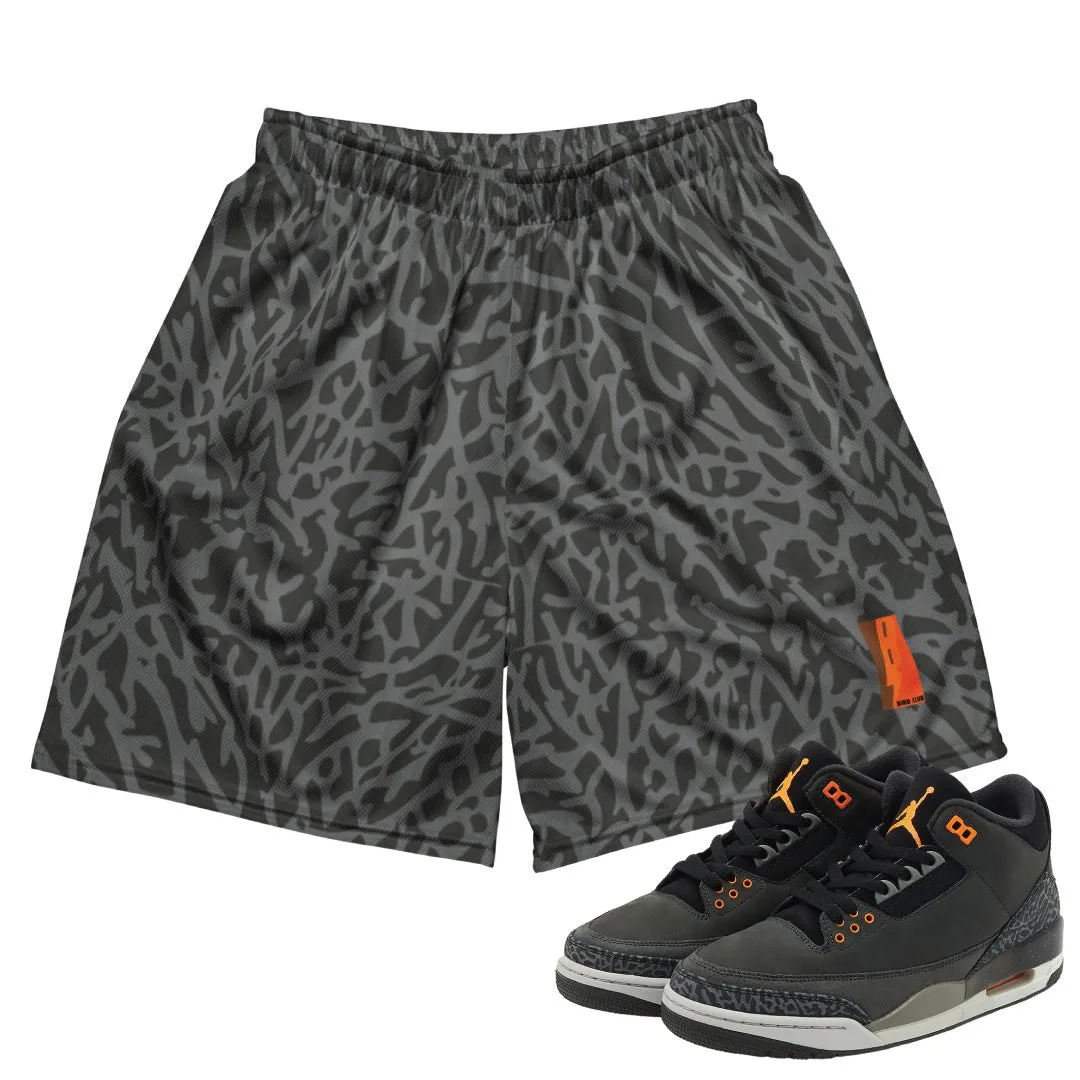 Retro 3 Fear Elephant Print Mesh Shorts