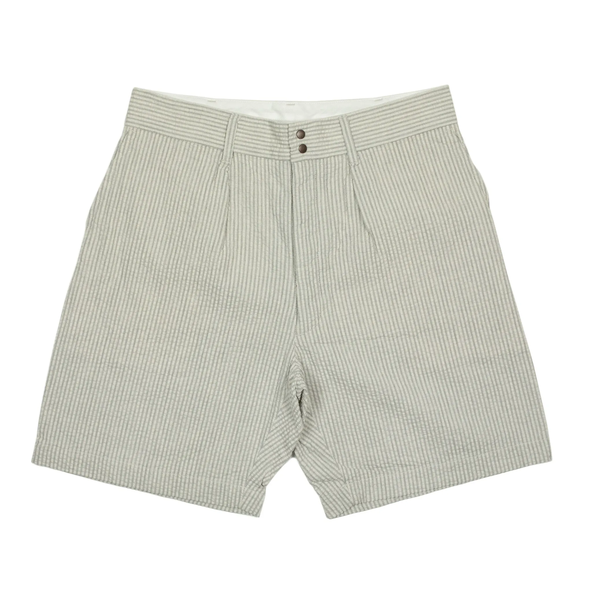 Safari shorts in salt and grey stripe cotton seersucker