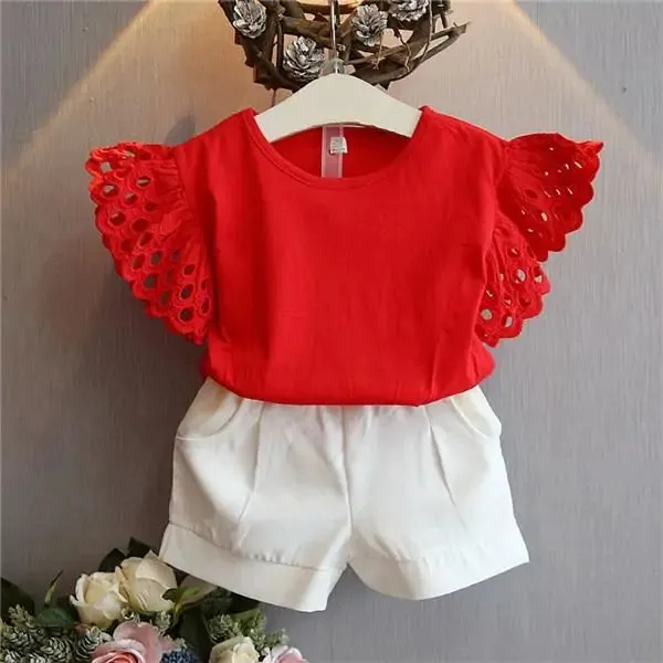 Shorts and Frill Shirt Set