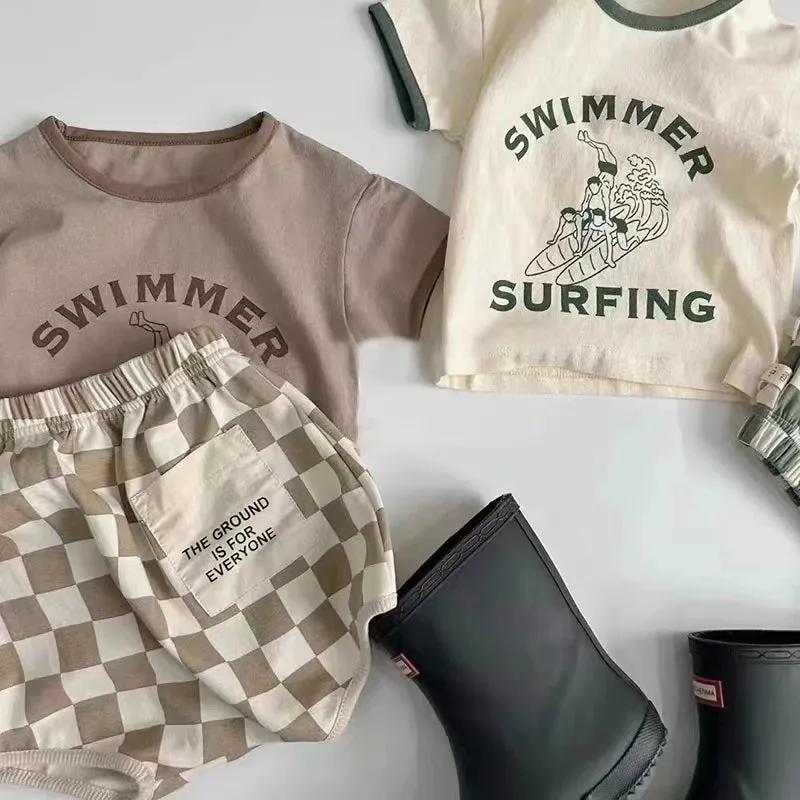 'SWIMMER SURFING' Lightweight Tee & Shorts Set