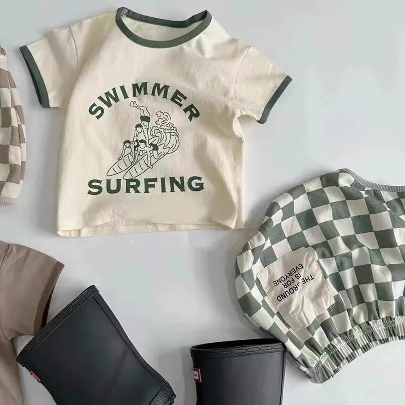 'SWIMMER SURFING' Lightweight Tee & Shorts Set