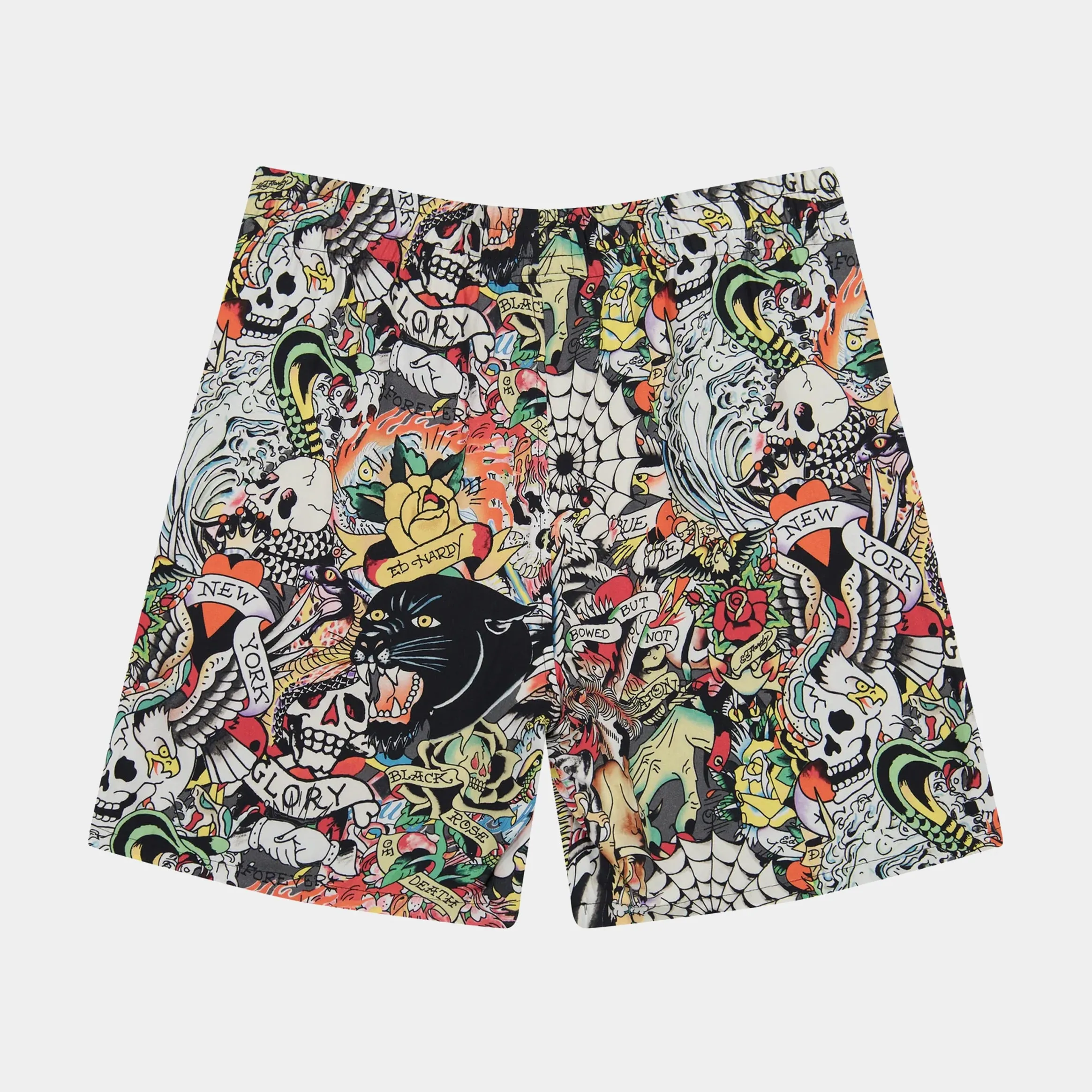 Tattoo Collage Mesh Mens Shorts (Black/Red)