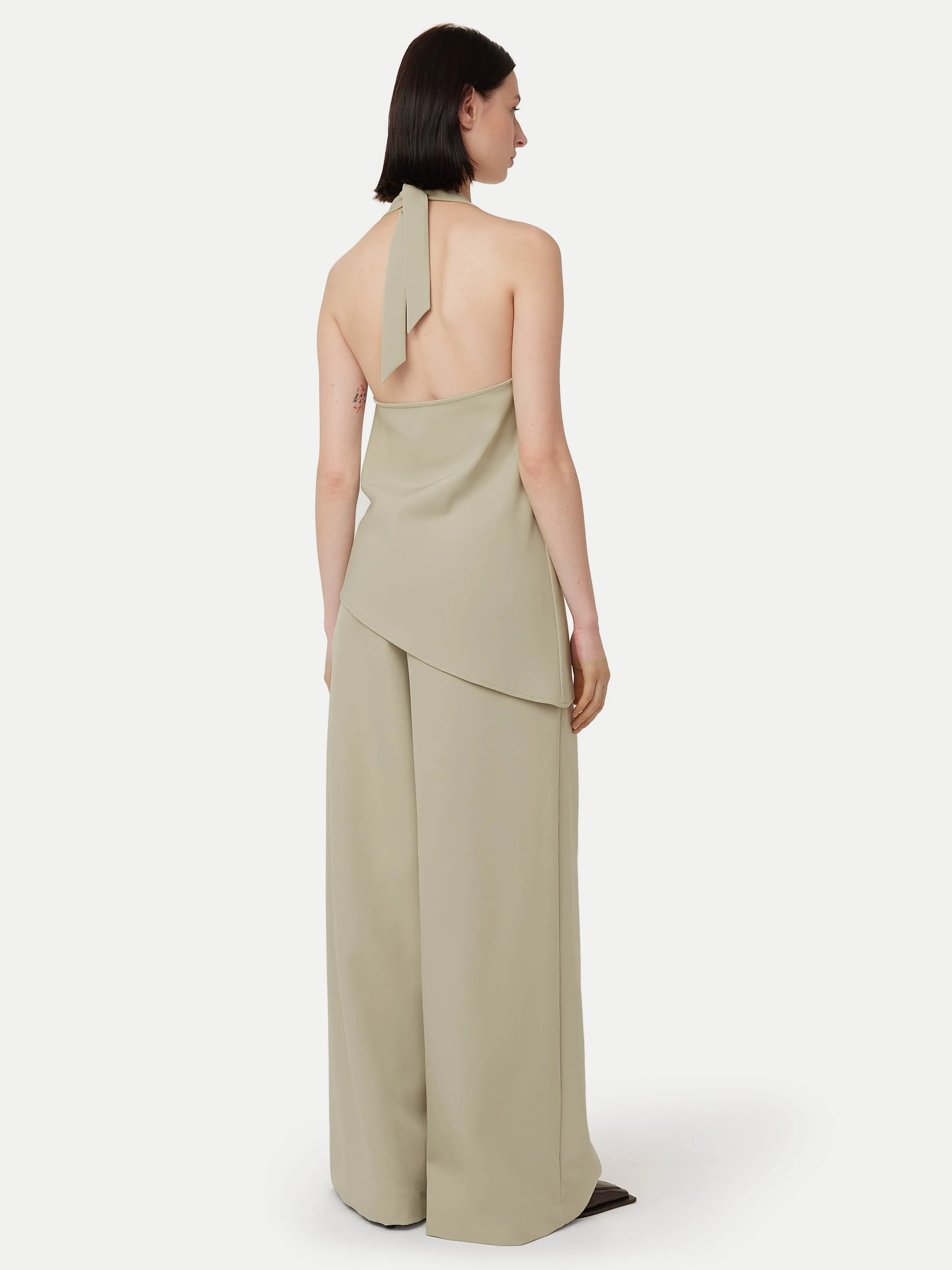 The Draped Halter Top in Light Greige