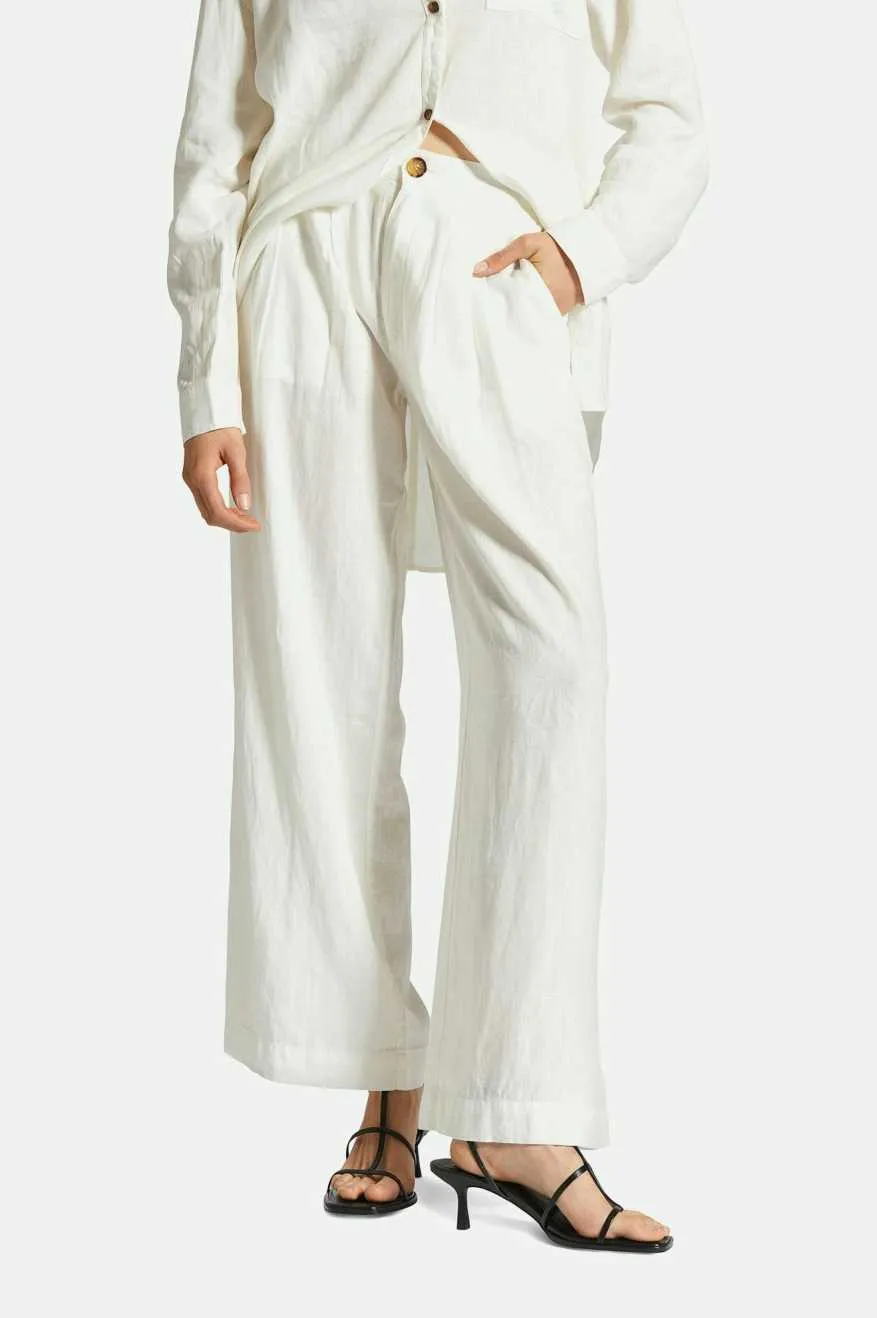 Vintage Linen Blend Wide Leg Pant - Off White