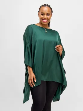 Vivo Nimali Hip Length Satin Kaftan - Dark Green