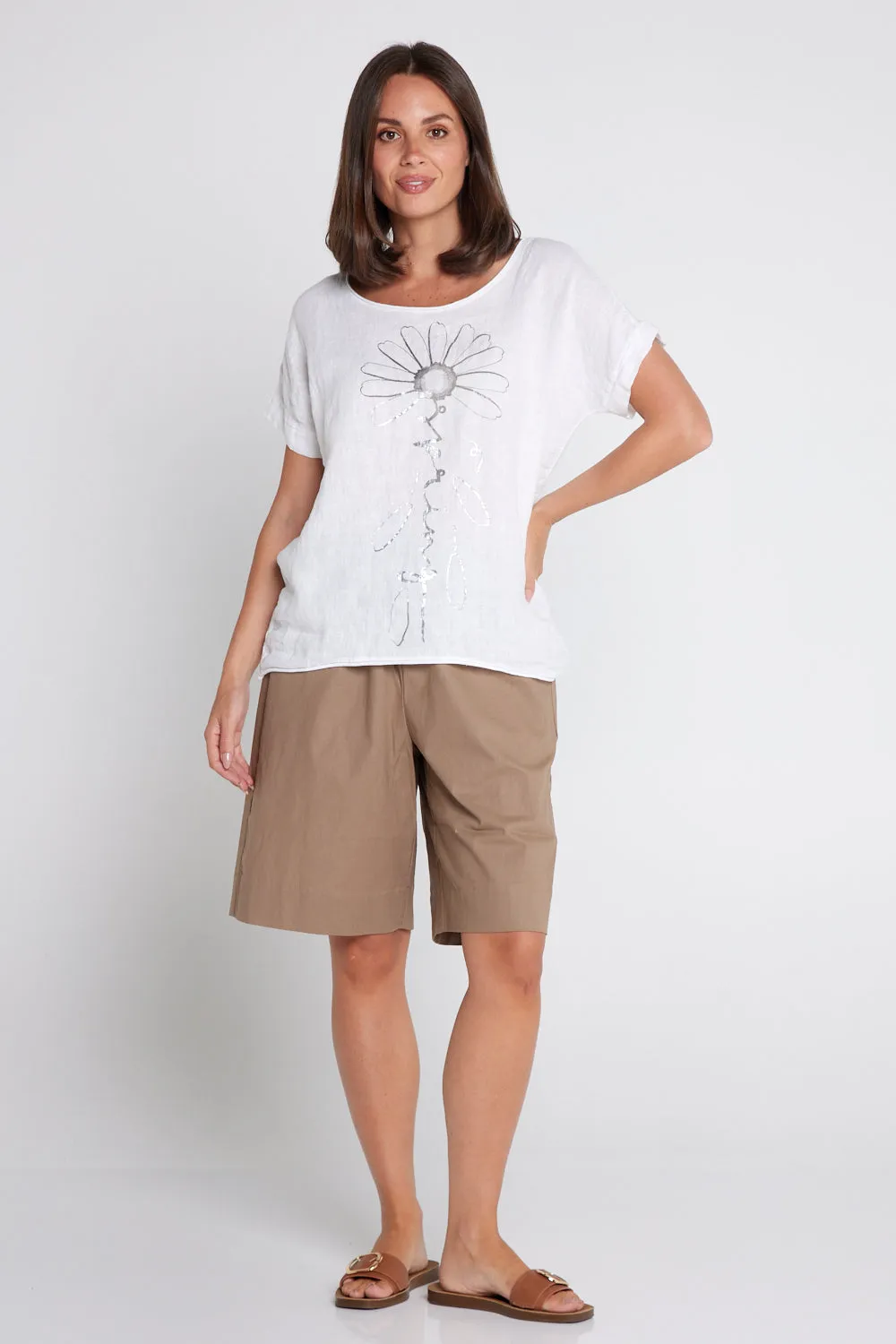 Zhuri Linen & Cotton Shorts - Bark