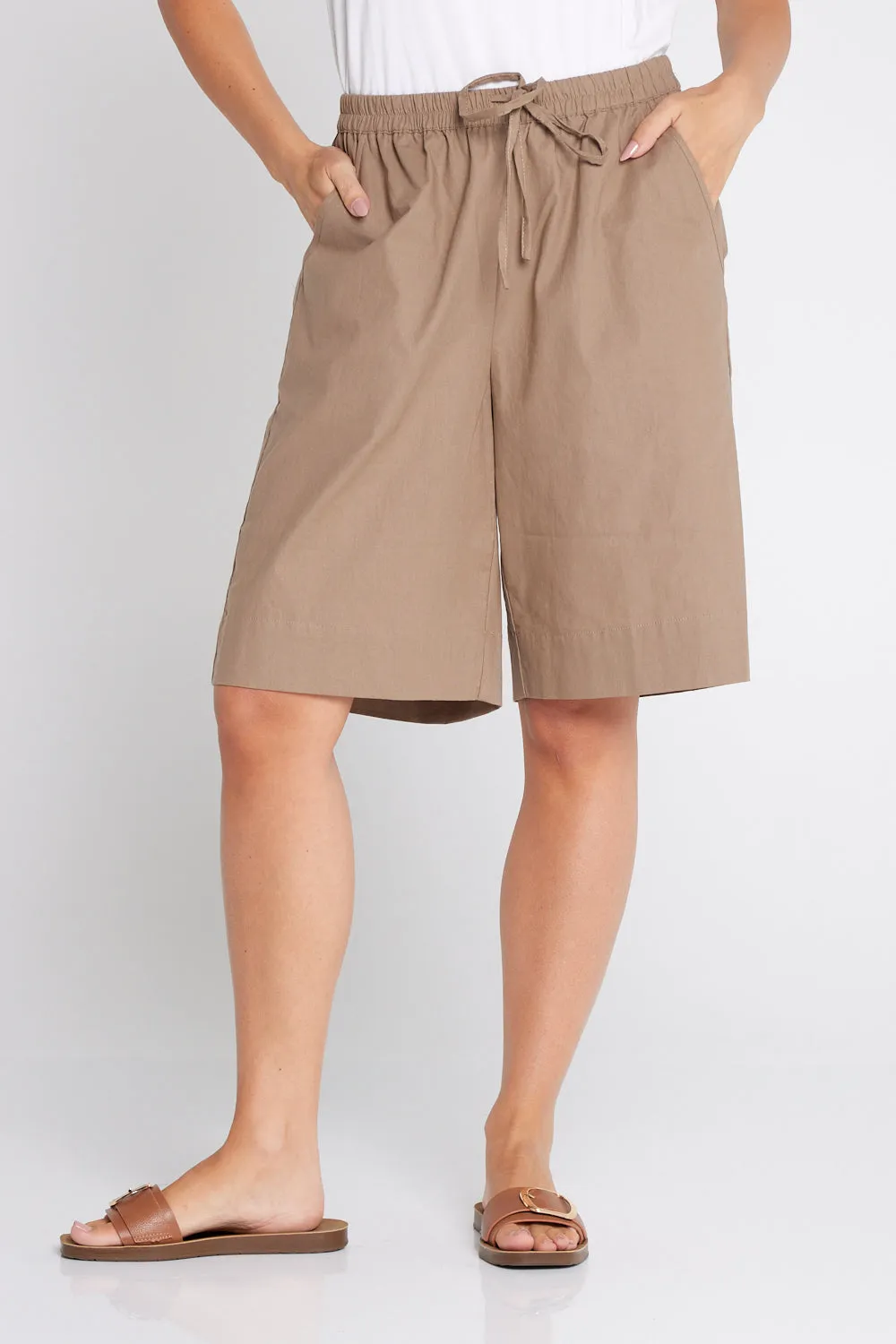 Zhuri Linen & Cotton Shorts - Bark